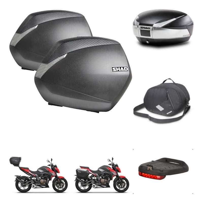 SHAD Rear trunk + side cases + accessories + 3p hardware + mounting hardware SH36 SH 36 SH48 TITANIUM PREMIUM KIT-270774