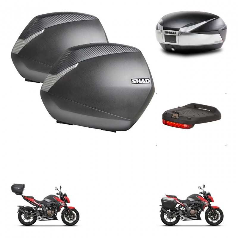 SHAD Baul trasero + maletas laterales luz de freno herraje 3p montaje SH36 SH 36 SH48 TITANIUM PREMIUM KIT-270775