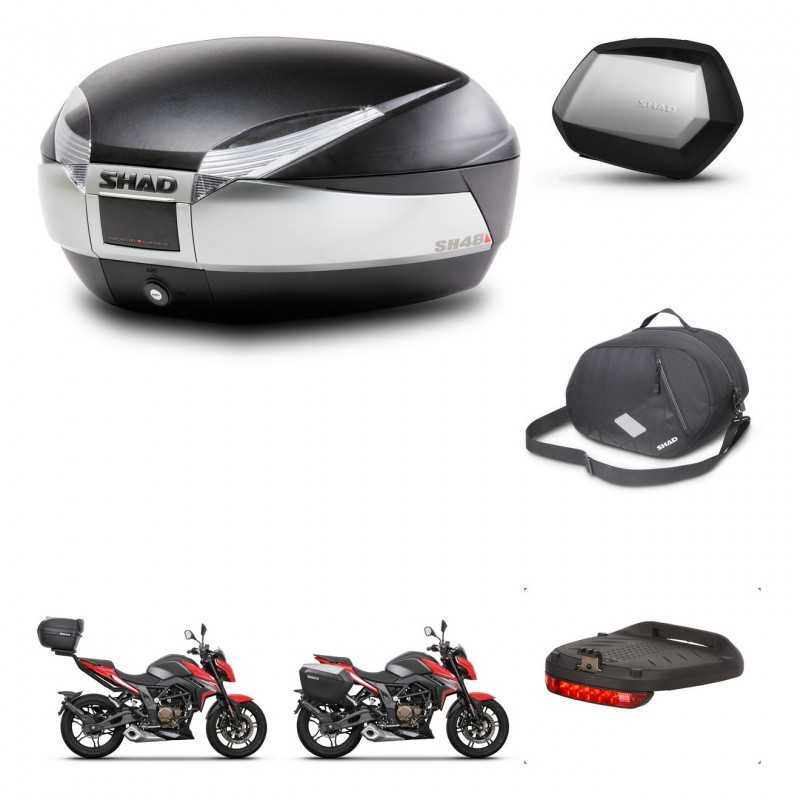 SHAD Maletas laterales + baul trasero accesorios herraje 3p montaje SH48 TITANIUM PREMIUM SC SH35 KIT-270780