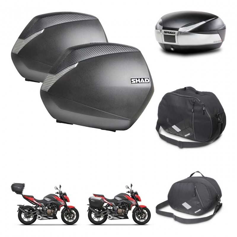 SHAD Rear trunk + side cases + accessories + 3p hardware + mounting hardware SH36 SH 36 SH48 TITANIUM PREMIUM KIT-270783