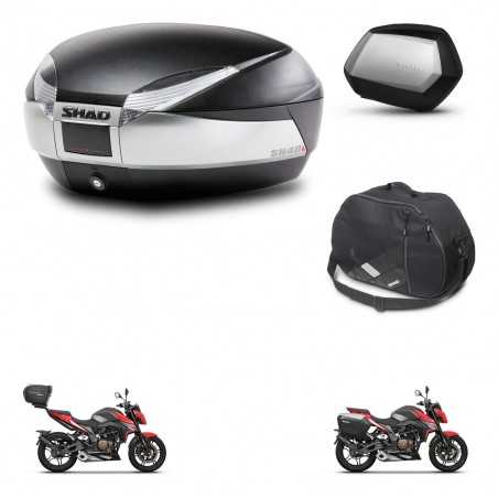 SHAD Maletas laterales + baul trasero bolsa interna herraje 3p montaje SH48 TITANIUM PREMIUM SC SH35 KIT-270790