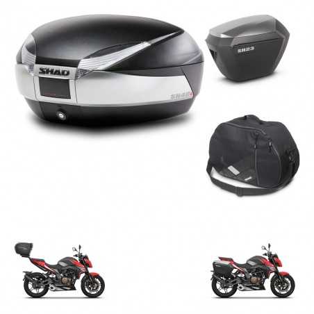 SHAD Maletas laterales + baul trasero bolsa interna herraje 3p montaje SH48 TITANIUM PREMIUM SH23 ALU KIT-270791