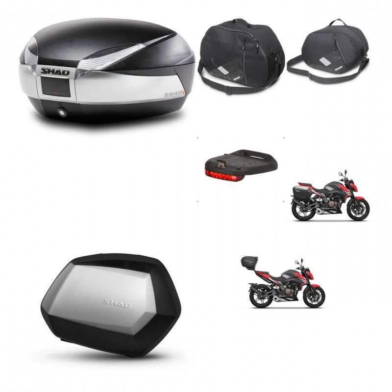 SHAD Maletas laterales + baul trasero accesorios herraje 3p montaje SH48 TITANIUM PREMIUM SC SH35 KIT-270798