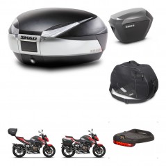 SHAD Maletas laterales + baul trasero accesorios herraje 3p montaje SH48 TITANIUM PREMIUM SH23 ALU KIT-270800
