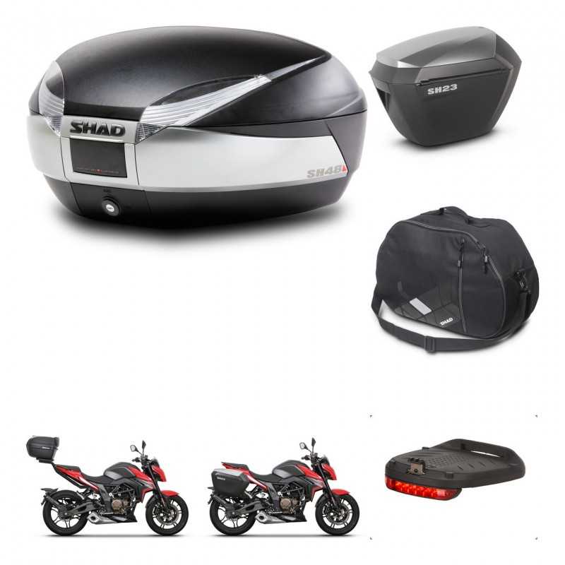 SHAD Side cases + rear trunk + accessories + 3p hardware + mounting hardware SH48 TITANIUM PREMIUM SH23 ALU KIT-270800