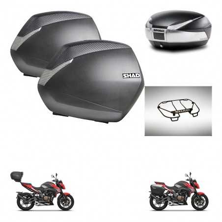 SHAD Baul trasero + maletas laterales parrilla portabultos superior herraje 3p montaje SH36 SH 36 SH48 TITANIUM PREMIUM KIT-2708