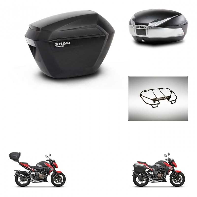 SHAD Rear trunk + side cases + upper rack rack + 3p hardware + mounting hardware SH23 SH48 TITANIUM PREMIUM KIT-270803