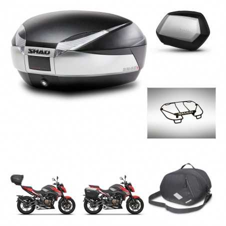 SHAD Maletas laterales + baul trasero accesorios herraje 3p montaje SH48 TITANIUM PREMIUM SC SH35 KIT-270807