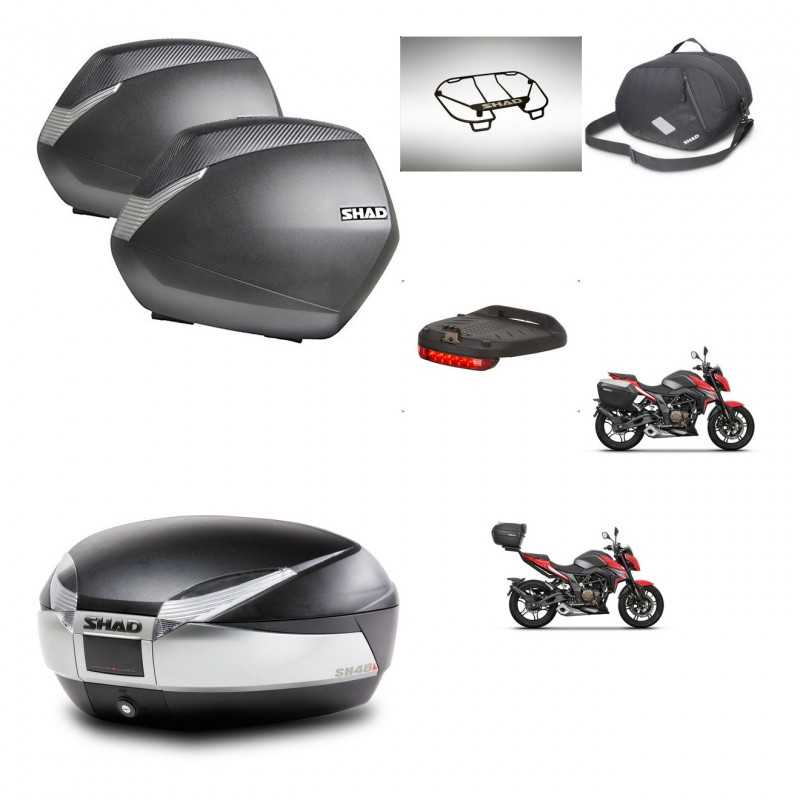 SHAD Rear trunk + side cases + accessories + 3p hardware + mounting hardware SH36 SH 36 SH48 TITANIUM PREMIUM KIT-270810