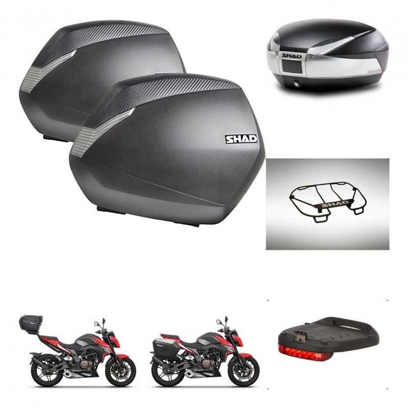 SHAD Rear trunk + side cases + accessories + 3p hardware + mounting hardware SH36 SH 36 SH48 TITANIUM PREMIUM KIT-270811