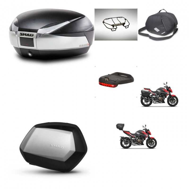 SHAD Maletas laterales + baul trasero accesorios herraje 3p montaje SH48 TITANIUM PREMIUM SC SH35 KIT-270816