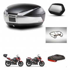 SHAD Maletas laterales + baul trasero accesorios herraje 3p montaje SH48 TITANIUM PREMIUM SC SH35 KIT-270817