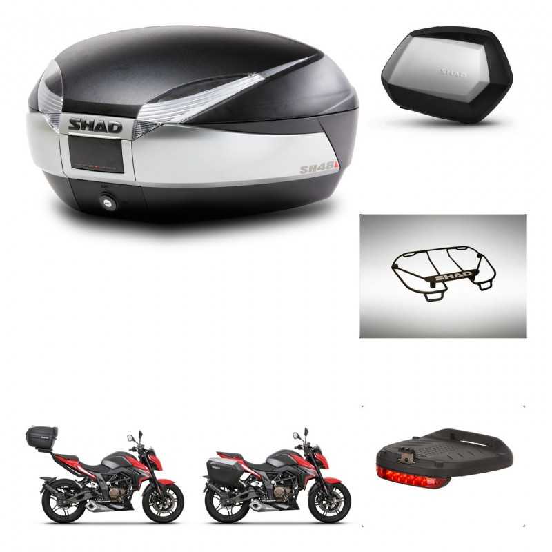 SHAD Maletas laterales + baul trasero accesorios herraje 3p montaje SH48 TITANIUM PREMIUM SC SH35 KIT-270817