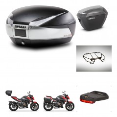 SHAD Side cases + rear trunk + accessories + 3p hardware + mounting hardware SH48 TITANIUM PREMIUM SH23 ALU KIT-270818