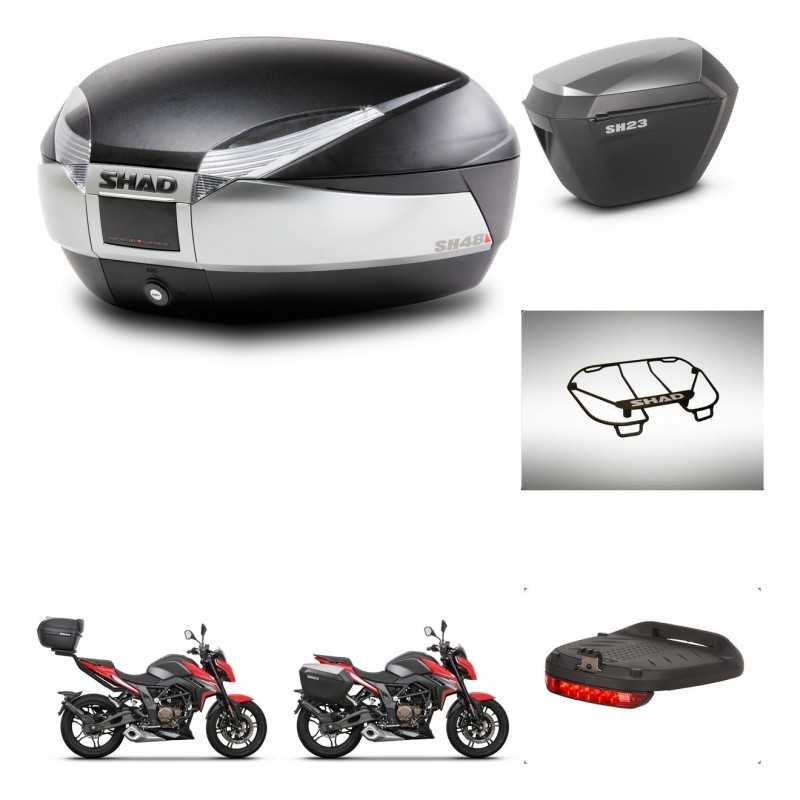 SHAD Side cases + rear trunk + accessories + 3p hardware + mounting hardware SH48 TITANIUM PREMIUM SH23 ALU KIT-270818