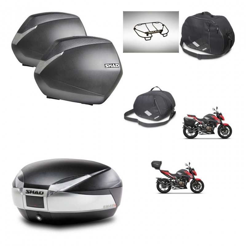 SHAD Rear trunk + side cases + accessories + 3p hardware + mounting hardware SH36 SH 36 SH48 TITANIUM PREMIUM KIT-270819