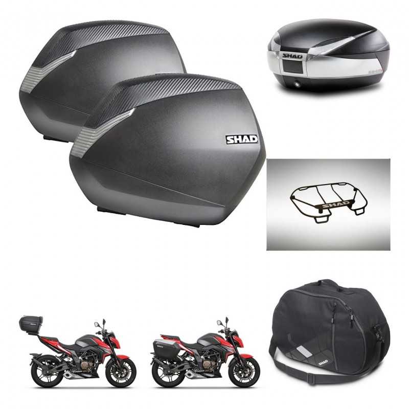 SHAD Rear trunk + side cases + accessories + 3p hardware + mounting hardware SH36 SH 36 SH48 TITANIUM PREMIUM KIT-270820