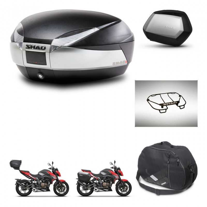 SHAD Maletas laterales + baul trasero accesorios herraje 3p montaje SH48 TITANIUM PREMIUM SC SH35 KIT-270826