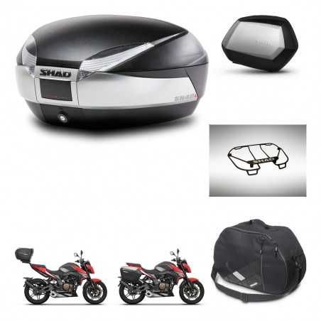 SHAD Maletas laterales + baul trasero accesorios herraje 3p montaje SH48 TITANIUM PREMIUM SC SH35 KIT-270826