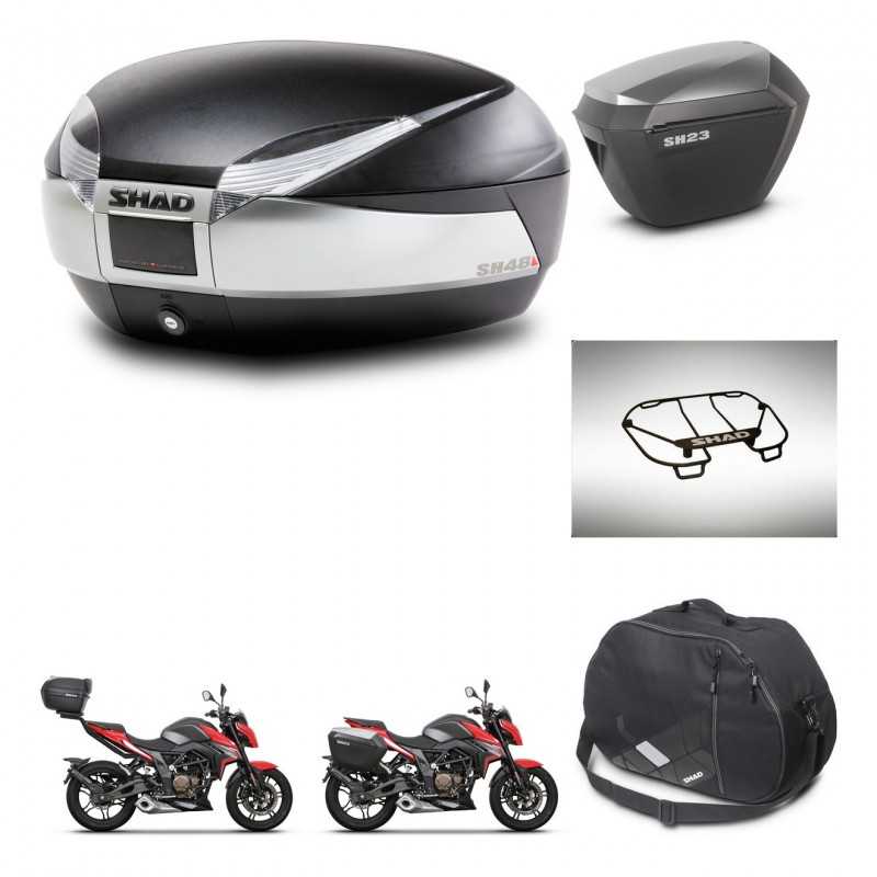 SHAD Maletas laterales + baul trasero accesorios herraje 3p montaje SH48 TITANIUM PREMIUM SH23 ALU KIT-270827
