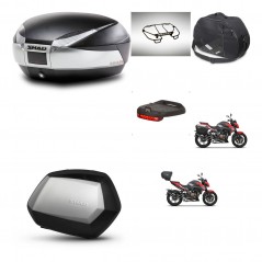 SHAD Maletas laterales + baul trasero accesorios herraje 3p montaje SH48 TITANIUM PREMIUM SC SH35 KIT-270835