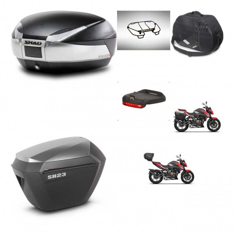 SHAD Side cases + rear trunk + accessories + 3p hardware + mounting hardware SH48 TITANIUM PREMIUM SH23 ALU KIT-270836