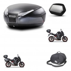SHAD Maletas laterales + baul trasero herraje montaje bolsa interna 3p SH48 DARK GREY PREMIUM SC SH35 KIT-271509