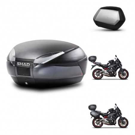 SHAD Maletas laterales + baul trasero herraje montaje 3p SH48 DARK GREY PREMIUM SC SH35 KIT-271510