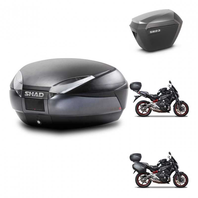 SHAD Maletas laterales + baul trasero herraje montaje 3p SH48 DARK GREY PREMIUM SH23 ALU KIT-271511