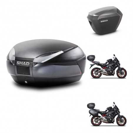 SHAD Side cases + rear trunk + mounting hardware + 3p hardware SH48 DARK GREY PREMIUM SH23 ALU KIT-271511
