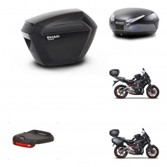 SHAD Baul trasero + maletas laterales herraje montaje 3p luz de freno SH23 SH48 DARK GREY PREMIUM KIT-271514