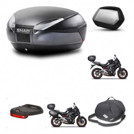 SHAD Maletas laterales + baul trasero herraje montaje accesorios 3p SH48 DARK GREY PREMIUM SC SH35 KIT-271518