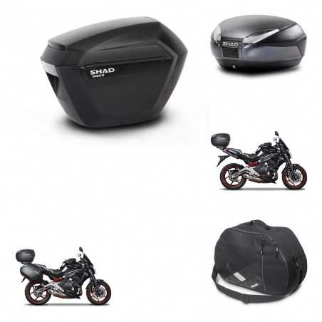 SHAD Baul trasero + maletas laterales herraje montaje bolsa interna 3p SH23 SH48 DARK GREY PREMIUM KIT-271523