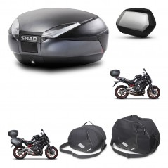 SHAD Maletas laterales + baul trasero herraje montaje accesorios 3p SH48 DARK GREY PREMIUM SC SH35 KIT-271527