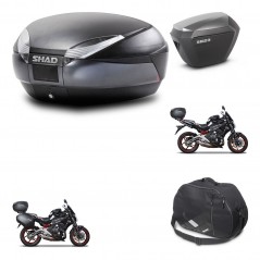 SHAD Maletas laterales + baul trasero herraje montaje bolsa interna 3p SH48 DARK GREY PREMIUM SH23 ALU KIT-271529