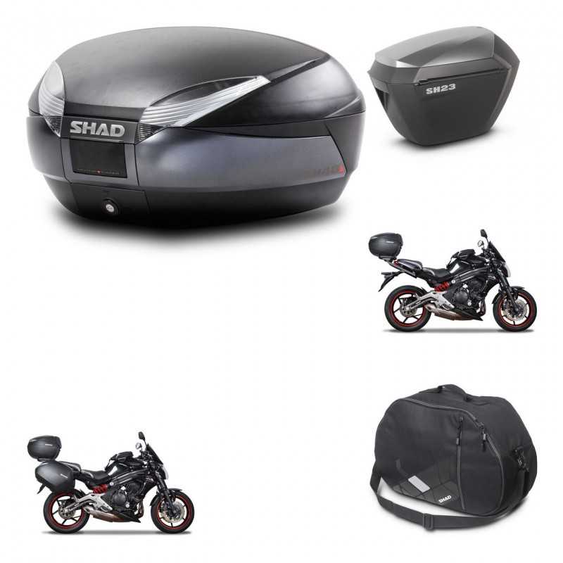 SHAD Maletas laterales + baul trasero herraje montaje bolsa interna 3p SH48 DARK GREY PREMIUM SH23 ALU KIT-271529