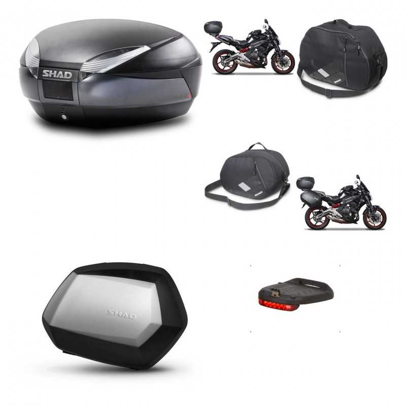 SHAD Maletas laterales + baul trasero herraje montaje accesorios 3p SH48 DARK GREY PREMIUM SC SH35 KIT-271536