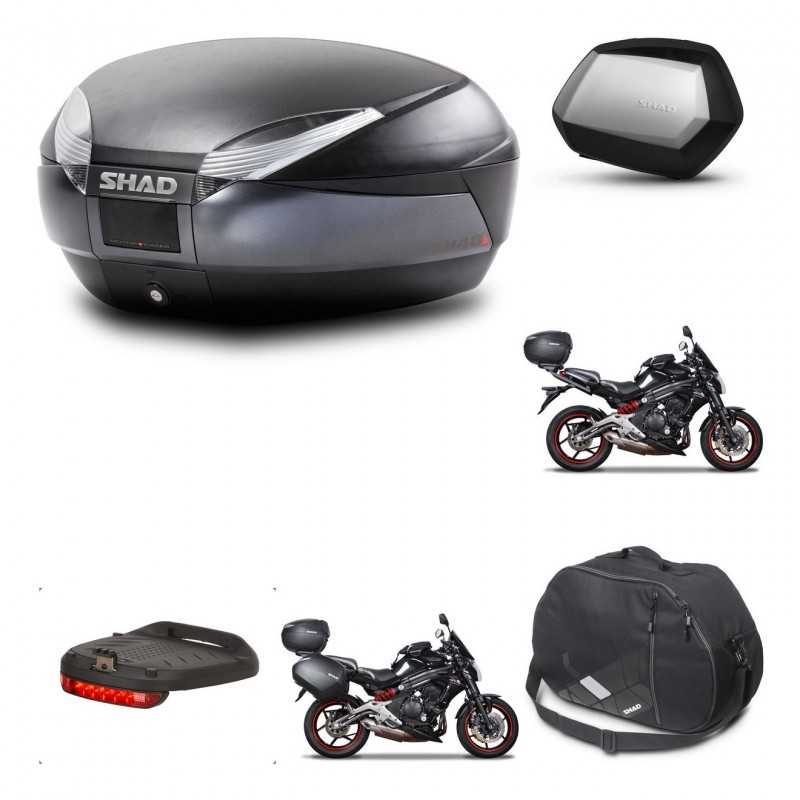 SHAD Maletas laterales + baul trasero herraje montaje accesorios 3p SH48 DARK GREY PREMIUM SC SH35 KIT-271537