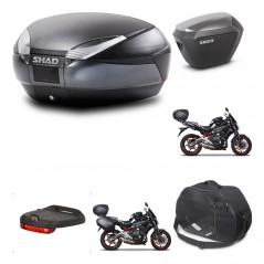 SHAD Maletas laterales + baul trasero herraje montaje accesorios 3p SH48 DARK GREY PREMIUM SH23 ALU KIT-271538