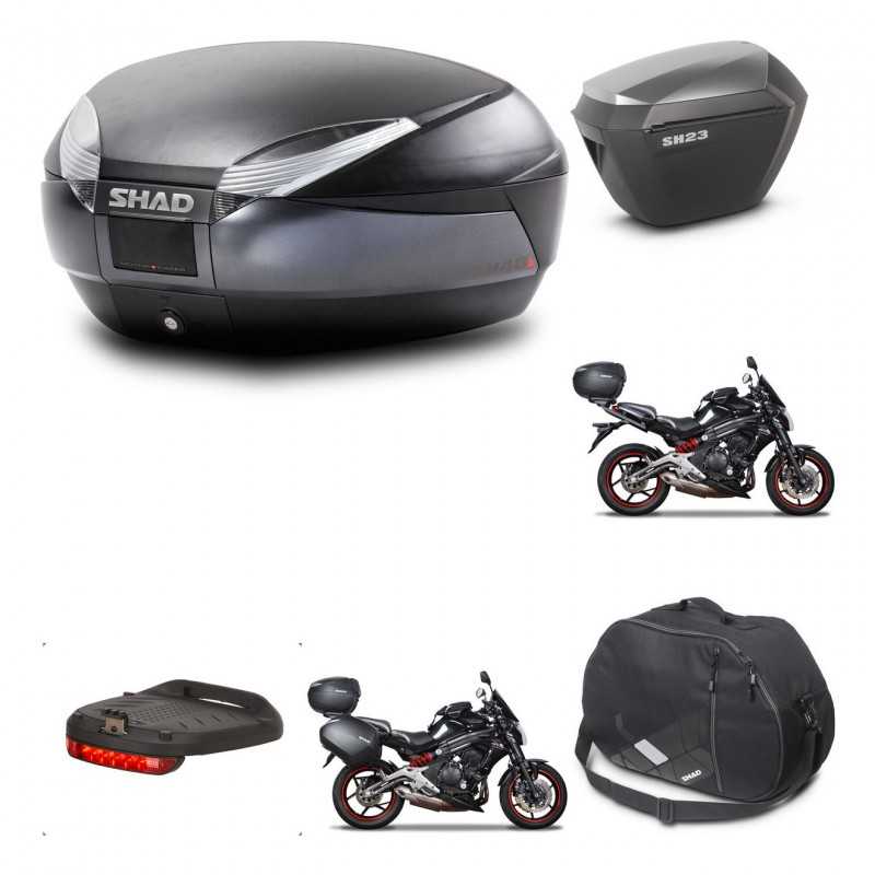 SHAD Maletas laterales + baul trasero herraje montaje accesorios 3p SH48 DARK GREY PREMIUM SH23 ALU KIT-271538