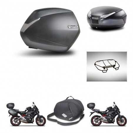 SHAD Baul trasero + maletas laterales accesorios herraje montaje 3p SH36 SH 36 SH48 DARK GREY PREMIUM KIT-271539
