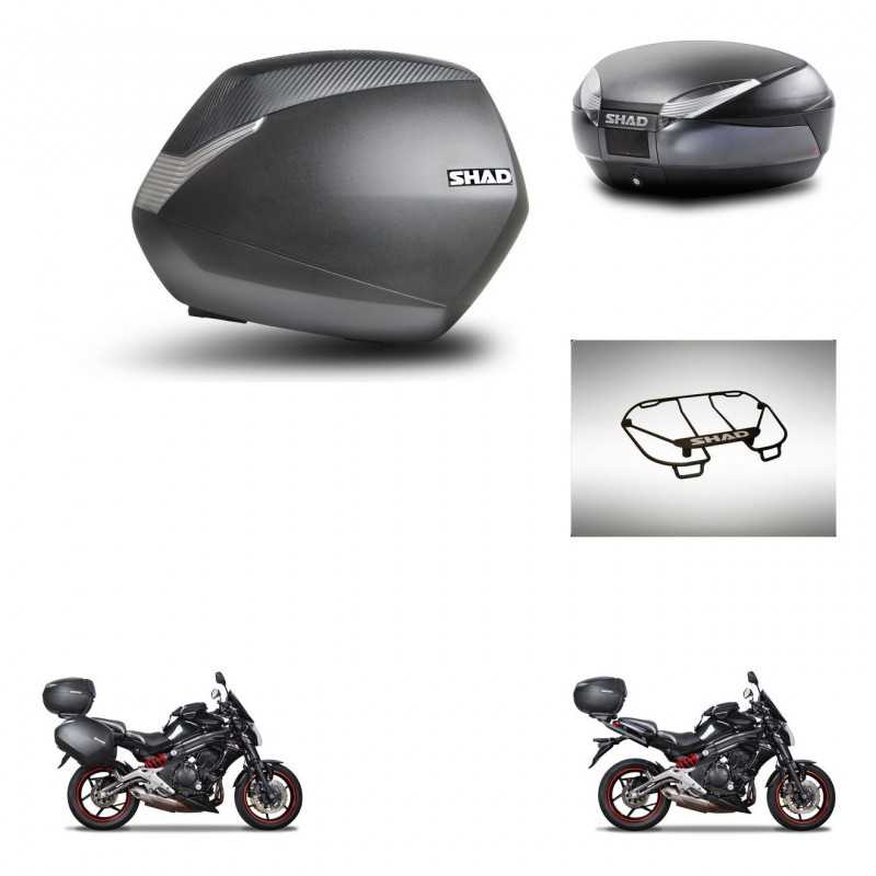 SHAD Baul trasero + maletas laterales parrilla portabultos superior herraje montaje 3p SH36 SH 36 SH48 DARK GREY PREMIUM KIT-271
