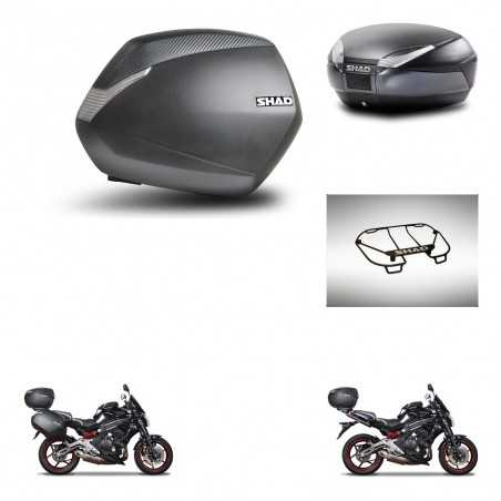 SHAD Baul trasero + maletas laterales parrilla portabultos superior herraje montaje 3p SH36 SH 36 SH48 DARK GREY PREMIUM KIT-271