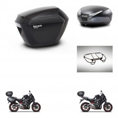 SHAD Baul trasero + maletas laterales parrilla portabultos superior herraje montaje 3p SH23 SH48 DARK GREY PREMIUM KIT-271541