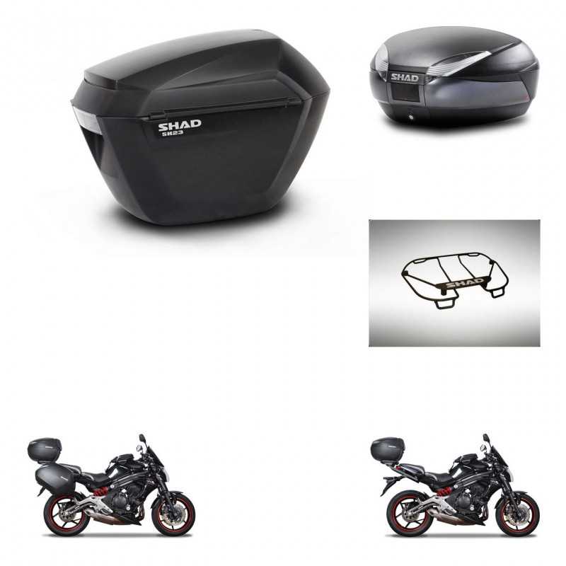 SHAD Baul trasero + maletas laterales parrilla portabultos superior herraje montaje 3p SH23 SH48 DARK GREY PREMIUM KIT-271541