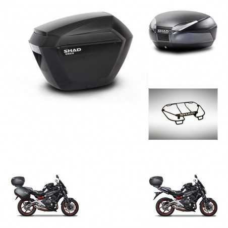 SHAD Baul trasero + maletas laterales parrilla portabultos superior herraje montaje 3p SH23 SH48 DARK GREY PREMIUM KIT-271541