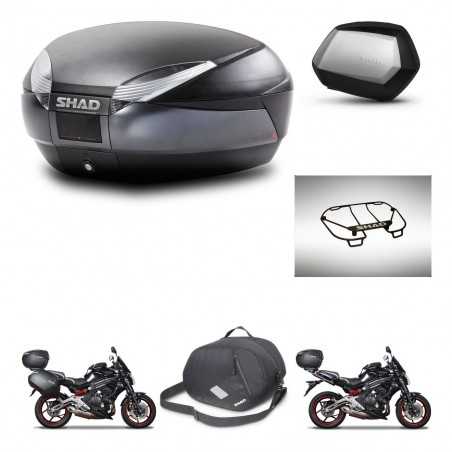 SHAD Maletas laterales + baul trasero accesorios herraje montaje 3p SH48 DARK GREY PREMIUM SC SH35 KIT-271545