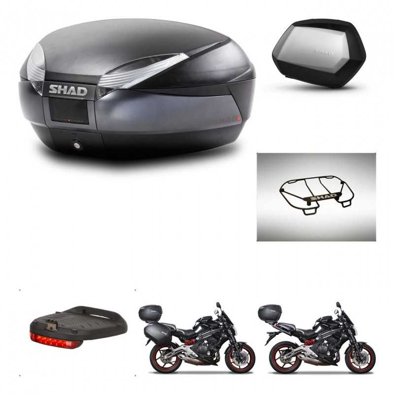 SHAD Maletas laterales + baul trasero accesorios herraje montaje 3p SH48 DARK GREY PREMIUM SC SH35 KIT-271555