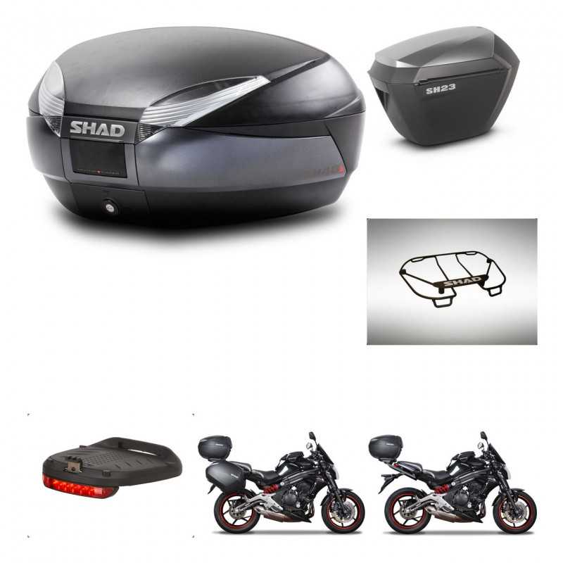 SHAD Maletas laterales + baul trasero accesorios herraje montaje 3p SH48 DARK GREY PREMIUM SH23 ALU KIT-271556