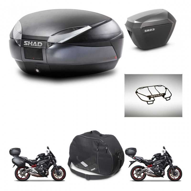 SHAD Maletas laterales + baul trasero accesorios herraje montaje 3p SH48 DARK GREY PREMIUM SH23 ALU KIT-271565